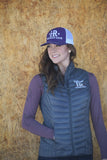 Ladies vest slate blue with The Horse Ranch Logo